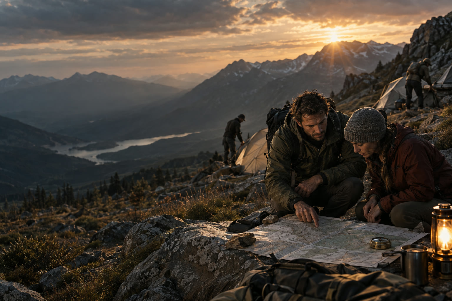 A founder at an established base camp, organizing the route for the team