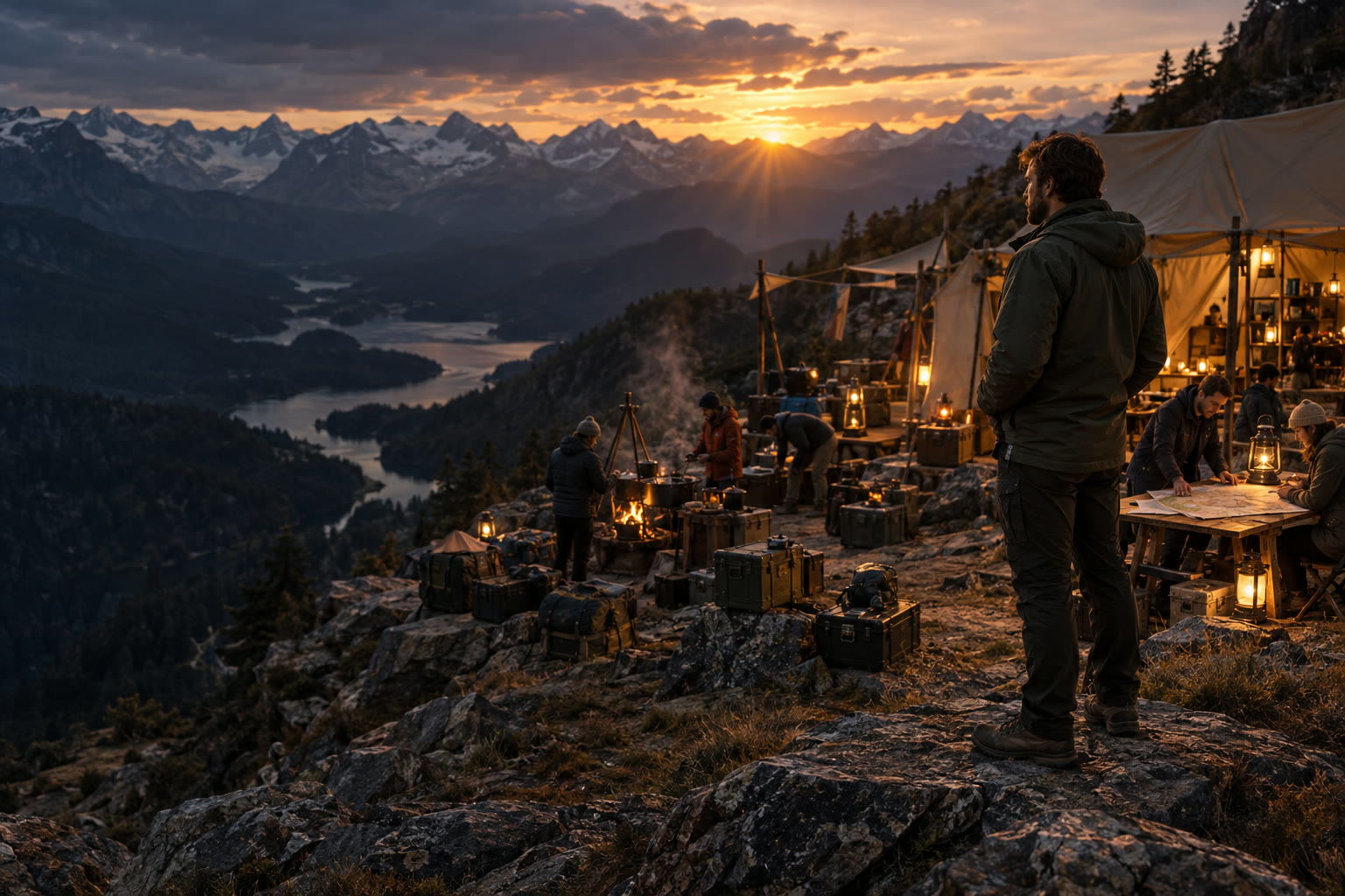 A founder leading a team across demanding mountain terrain